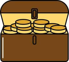 platt mynt bröst låda gul och brun ikon. vektor