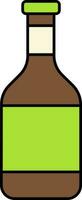 isolerat öl flaska ikon i grön och brun Färg. vektor