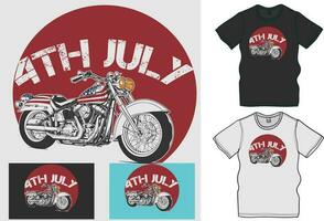 feiern 4 .. von Juli mit ein patriotisch Motorrad Fahrt, das ultimativ Sammlung von Unabhängigkeit Tag T-Shirt Designs vektor