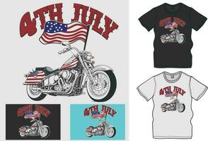 feiern 4 .. von Juli mit ein patriotisch Motorrad Fahrt, das ultimativ Sammlung von Unabhängigkeit Tag T-Shirt Designs vektor