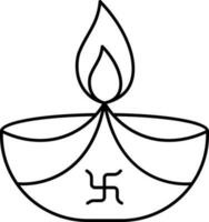 hakkors symbol brinnande olja lampa översikt ikon. vektor