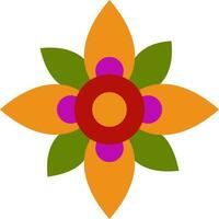 isolerat färgrik blomma form rangoli ikon i platt stil. vektor
