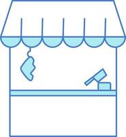 Metzger Geschäft Symbol im Blau und Weiß Farbe. vektor