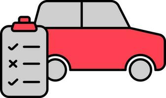 grau und rot Auto Checkliste Symbol im eben Stil. vektor