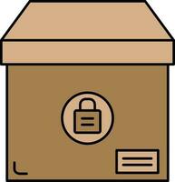 låst paket låda ikon i brun Färg. vektor