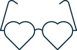 illustration av hjärta formad glasögon ikon i linje konst. vektor