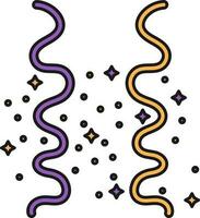 lila und Orange Farbe Luftschlangen Symbol im eben Stil. vektor