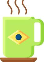 Brasilien Flagge gedruckt Tasse Symbol im eben Stil. vektor