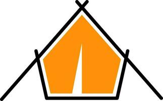 Camping Zelt Symbol im Orange und Weiß Farbe. vektor