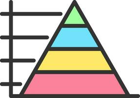färgrik pyramid Diagram ikon i platt stil. vektor