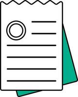 Rechnung oder Kassenbon Symbol im Grün und Weiß Farbe. vektor