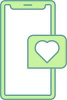Grün und Weiß Farbe Liebe Botschaft im Smartphone Symbol. vektor