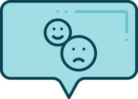emoji respons chatt ikon i blå Färg. vektor