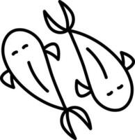 Illustration von Fische Symbol im dünn Linie Kunst. vektor