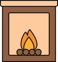 brun och persika Färg skorsten eller öppen spis ikon i platt stil. vektor