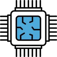 Prozessor Chip Symbol im Blau und Weiß Farbe. vektor