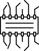 integrerad krets chip ikon i svart linje konst. vektor