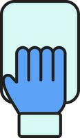 Reinigung Hand mit Serviette Symbol im Blau Farbe. vektor