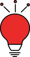 upplyst ljus Glödlampa ikon i röd och vit Färg. vektor