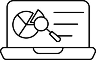 suchen Kuchen Diagramm im Laptop Symbol. vektor