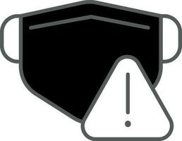 ansikte mask med varning tecken ikon i svart och vit Färg. vektor