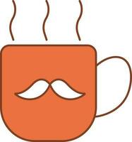 Schnurrbart Tasse Symbol im Orange und Weiß Farbe. vektor
