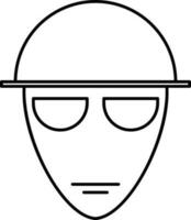 detektiv- ansikte ikon i svart linje konst. vektor