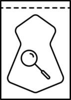 Beweise Beutel Tasche und Vergrößerung Glas Symbol im schwarz Schlaganfall vektor