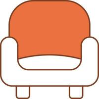 Sofa Symbol im Orange und Weiß Farbe. vektor