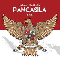 Garuda Pancasila Tag mit Indonesien Karte Illustration vektor