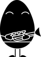 schwarz und Weiß Karikatur Ei halten Trompete Symbol. vektor