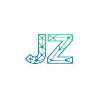 abstrakt brev jz logotyp design med linje punkt förbindelse för teknologi och digital företag företag. vektor