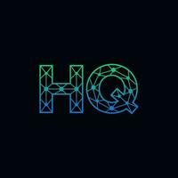 abstrakt brev hq logotyp design med linje punkt förbindelse för teknologi och digital företag företag. vektor