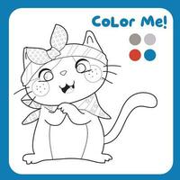 färg aktivitet för barn. 4:e av juli färg sida för dagis och förskola barn. färg kattunge. pedagogisk tryckbar färg arbetsblad. vektor fil.