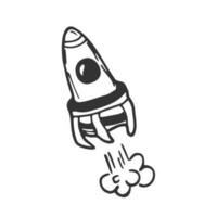 Rakete Schiff Gekritzel Symbol. Hand gezeichnet skizzieren im Vektor