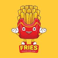 pommes frites maskot logotyp vektor i platt designstil