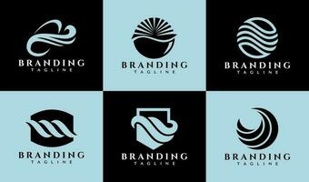 einstellen von einfach abstrakt Meer Welle Logo Design. modern Linie Welle Logo Branding. vektor