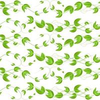 Vektor l nahtloses Muster mit grünen Weiden-Efeusprossen und Blättern mit Herz auf weißem Hintergrund