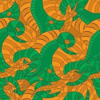 orange und grüne Farbe Schlangenkarikatur nahtloses Muster Schlange Reptilienhaut Schlangenhaut vektor