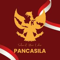 Lycklig pancasila dag garuda med en Karta av Indonesien. lyx design av pancasila dag. vektor