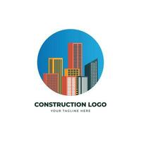 konstruktion logotyp design med byggnader vektor mall