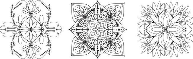 mandala vektor grafik. mandala uppsättning linje konst. mandala med växt element.