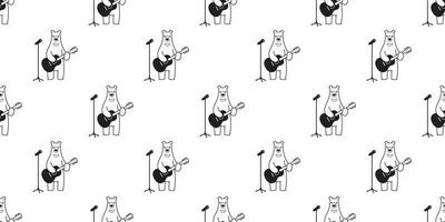 Bär nahtlos Muster Vektor Polar- Bär Gitarre singen Schal isoliert Karikatur Illustration Fliese Hintergrund wiederholen Hintergrund