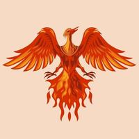 Red Phoenix Maskottchen Charakter Logo Design mit Feuereffekt vektor