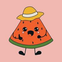 süß glücklich komisch Wassermelone mit kawaii Augen . Vektor Illustration isoliert