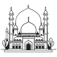 detta är islamic moské vektor linje konst illustration, moské linje konst silhuett, moské silhuett, moské vektor.