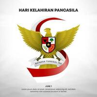 Platz Hari kelahiran pancasila oder pancasila Geburtstag Hintergrund mit ein Garuda und winken Flagge vektor