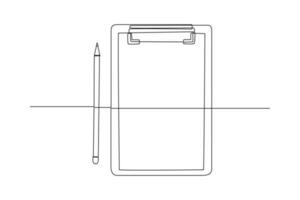 kontinuierlich eine Linie Zeichnung dokumentieren und Bleistift neben Es. dokumentieren dünn Konzept. Single Linie Zeichnung Design Grafik Vektor Illustration