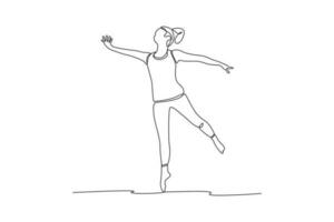 kontinuerlig en linje teckning flicka praktiserande yoga. klass den upp begrepp. enda linje teckning design grafisk vektor illustration