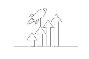 kontinuierlich eine Linie Zeichnung Geschäft Graph Zunahme. Geschäft Diagramme Konzept. Single Linie Zeichnung Design Grafik Vektor Illustration